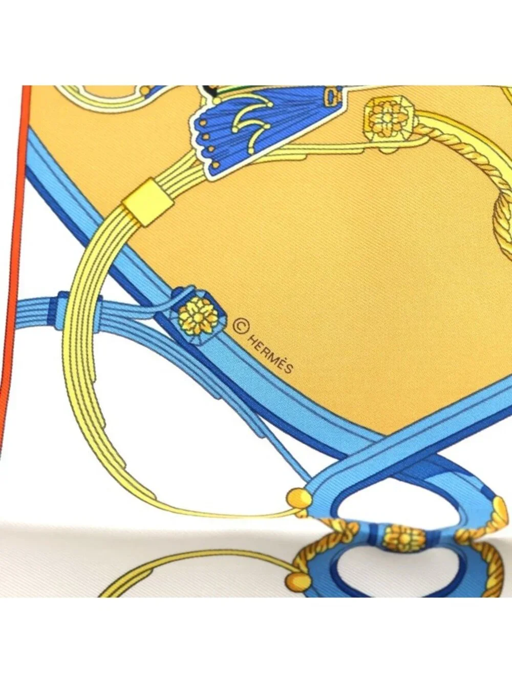 Hermes Carre 45 Spring Silk Scarf White Yellow